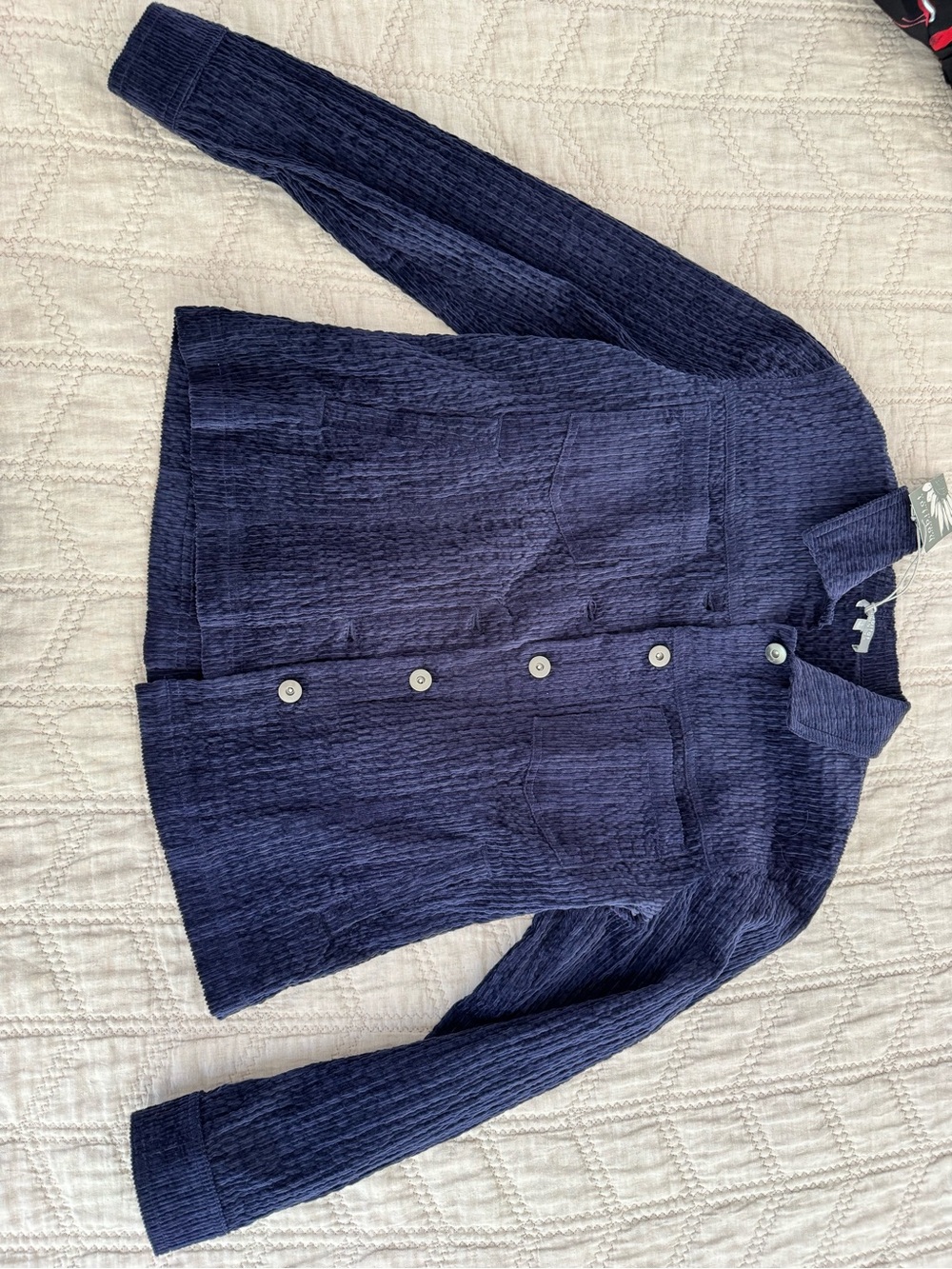 Habitat Navy Blue Textured Button-Up Jacket
